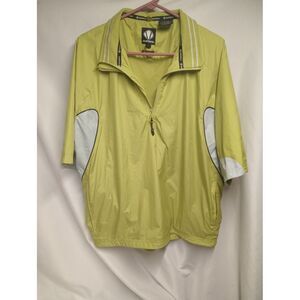 Sunice Short Sleeve 1/4 Zip Golf Windbreaker Jacket Mens L Yellow Pocket‎